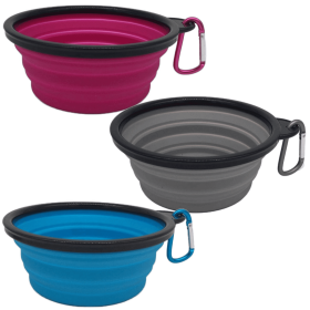 Mr. Peanut's Collapsible Silicone Travel Bowls Set with Carabiner Clips - Dishwasher Safe, BPA Free