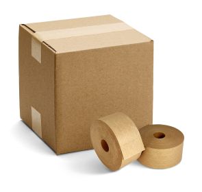 Pack of 6 Reinforced Water Activated Tapes 3" x 500'. Gummed Tape for Corrugated Cartons. Kraft Box Tape with Permanent Adhesion. Paper Tape for