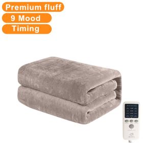 1.8m Flannel Electric Blanket Thicker Heater Heated Blanket Mattress Double Body Heating Blankets Thermostat Winter Body Warmer (Color: US- Flannel- Khaki, size: 1.8 x 1.5M)