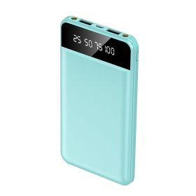 10000mAh Power Bank Portable Ultra Slim Charger External Battery Pack with 2 USB Output Ports Charging Cable LED Flashlight Compatible with IOSPh (Color: Blue)
